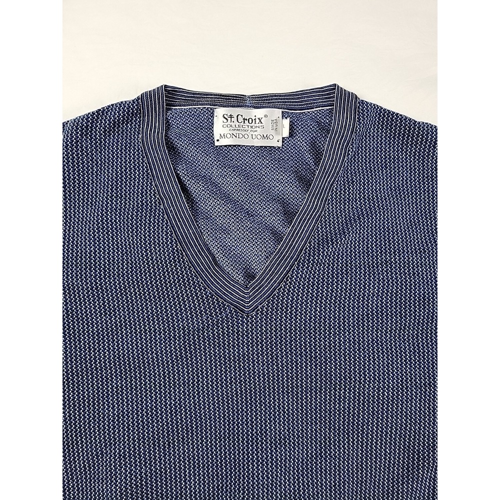 St. Croix Mens L Sweater Pullover Brown V Neck 100% Wool Casual made in USA L